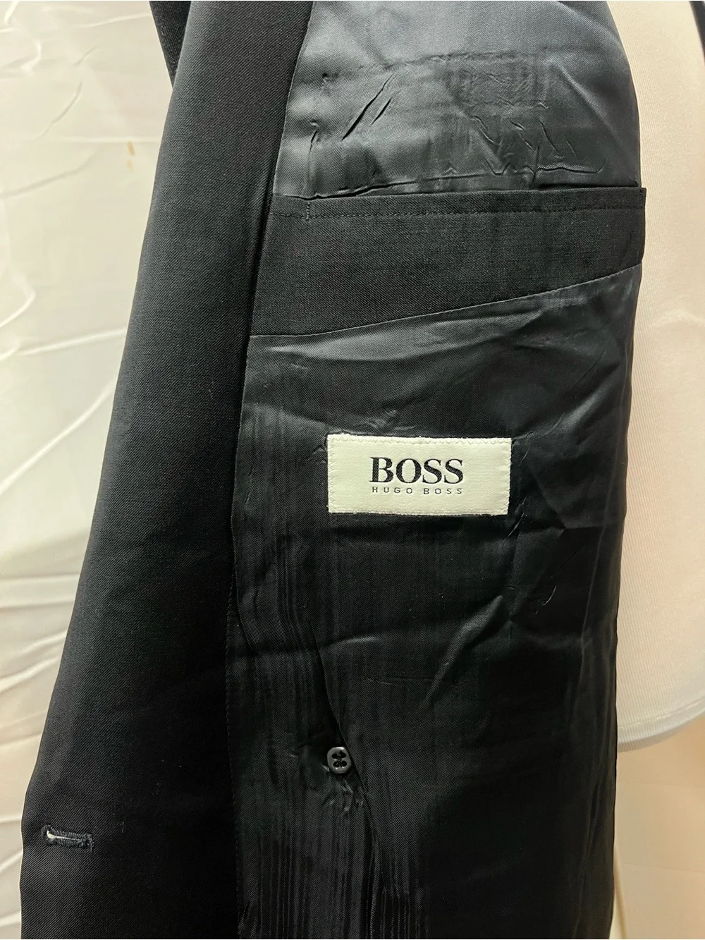 HUGO BOSS Vintage Men's 38R Black Al Capone Double Breasted Blazer Jacket